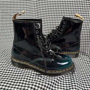 Dr. Martens Vegan 1460 Ombre Evergreen Green Patent Leather Boots Women's 8